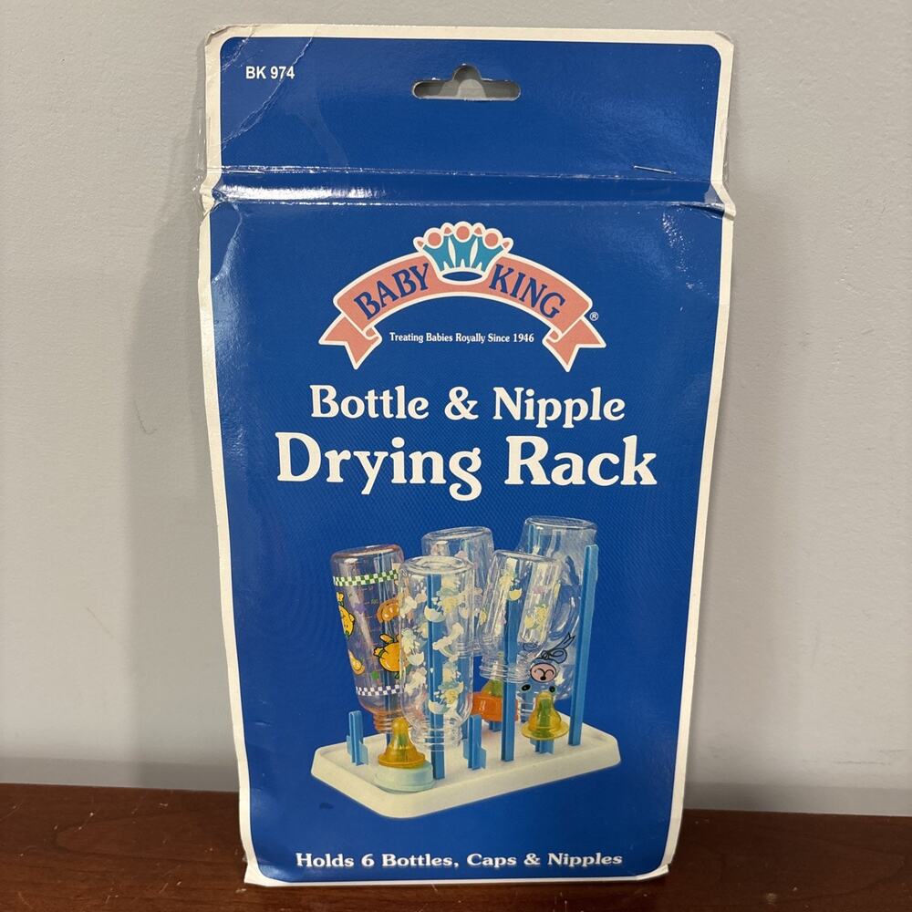NOS Baby King Bottle & Nipple Drying Rack - Holds 6 Bottles Regent 2001 NEW Rare